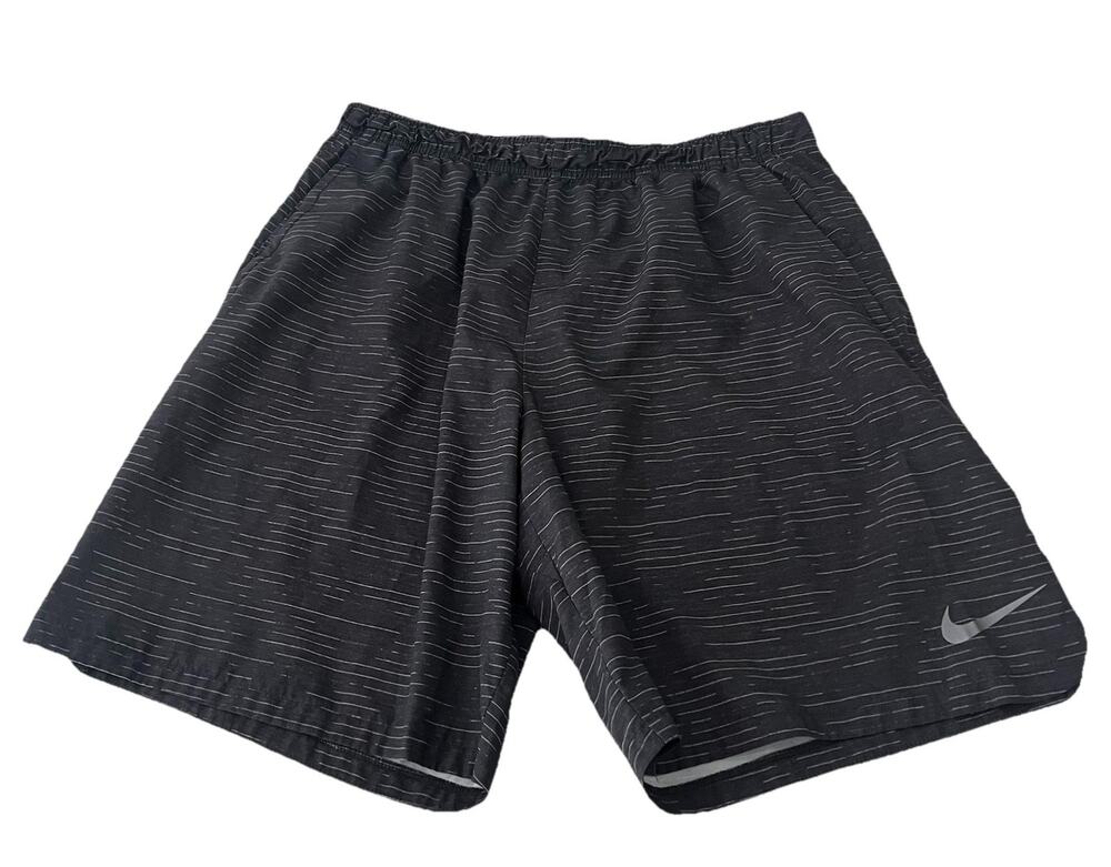 NIKE Men’s XL Side Rain Drop Dri Fit Athletic Shorts Swim Trunks Black Gray